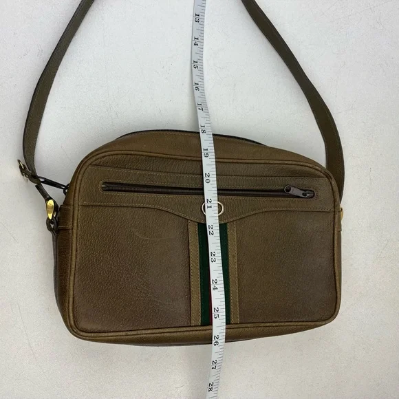 Gucci Vintage Ophidia Leather Web Green and Red Strip Textured Crossbody Handbag - Picture 8 of 15